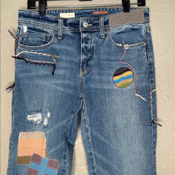 Anthropologie Pilcro Patchwork embroideted boyfriend Jeans - Picture 2 of 15